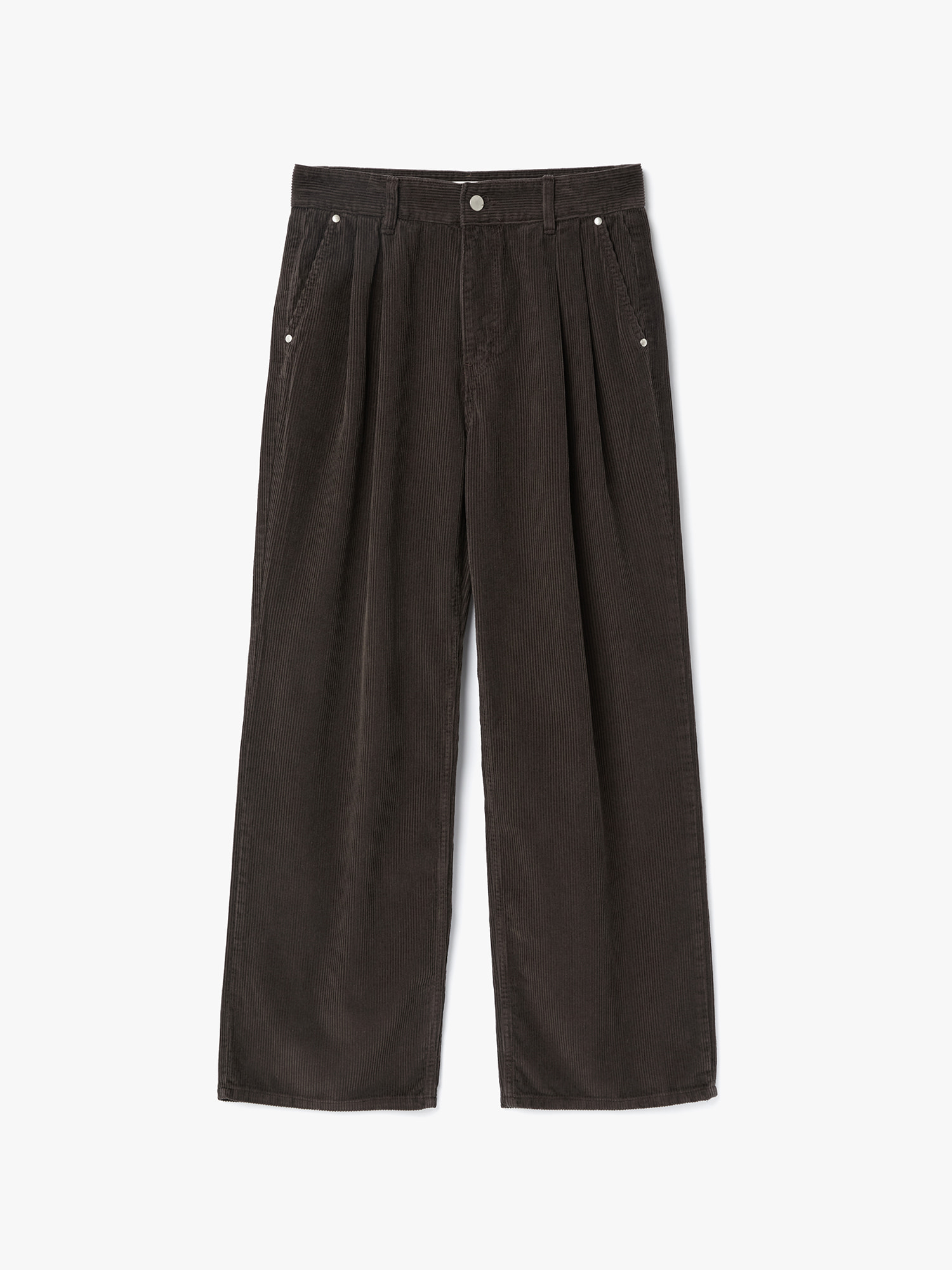 8W Corduroy Two-Tuck Pants (Dark Brown)