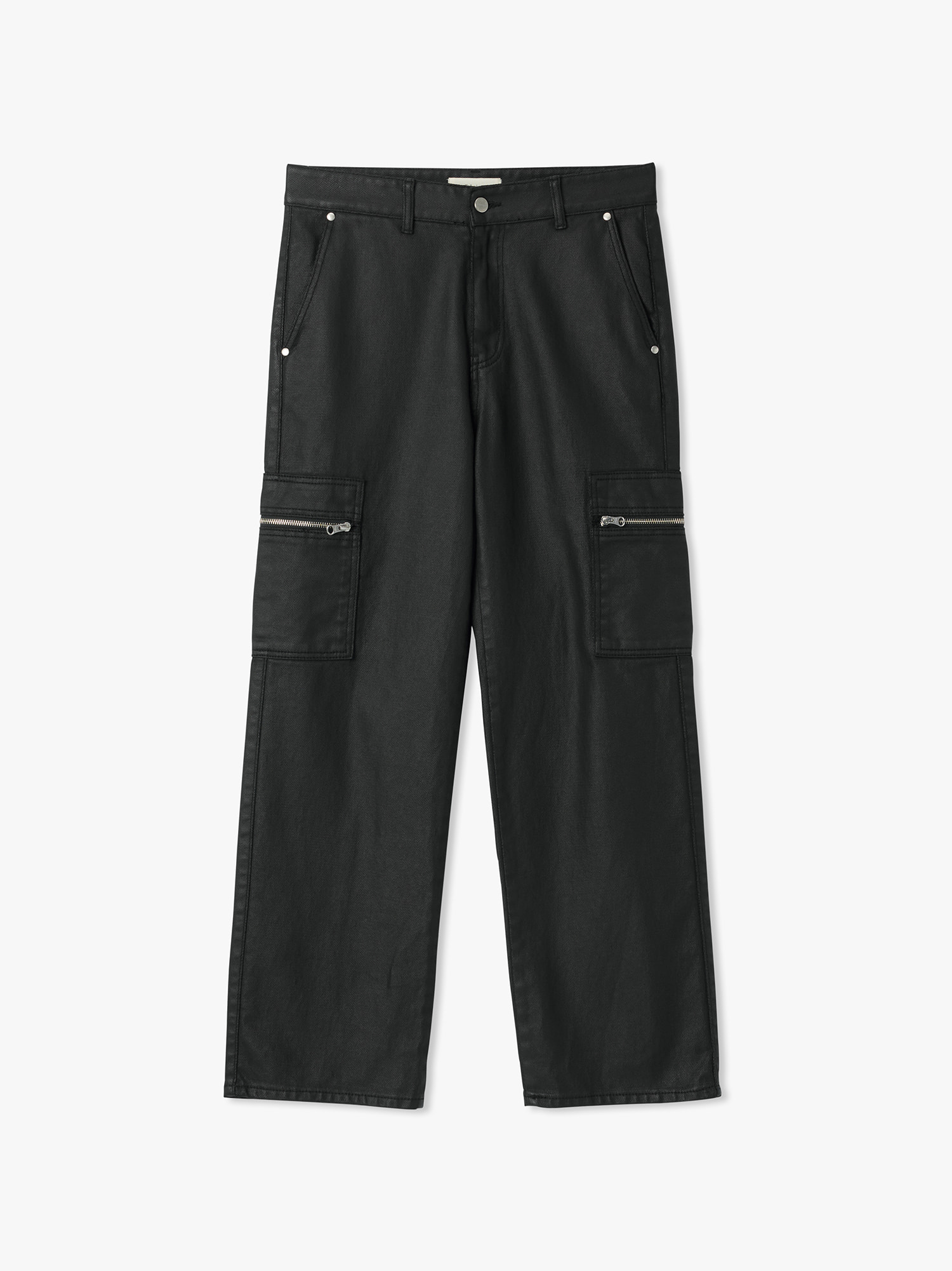 Carbon Zipper Semi Wide Cargo Pants (Black)