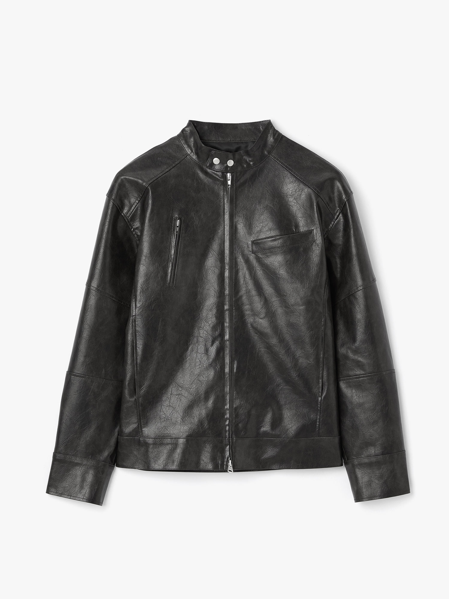 Iron Leather Biker Jacket (Black)