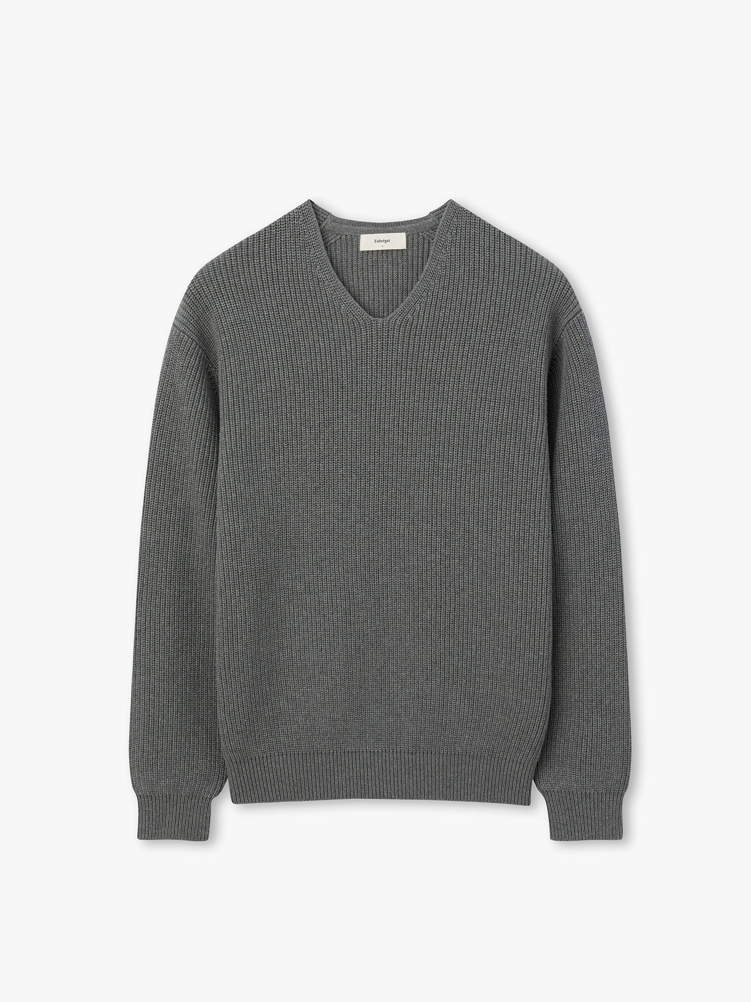 [derek] Heavy Cotton V-neck Knit (Medium gray)