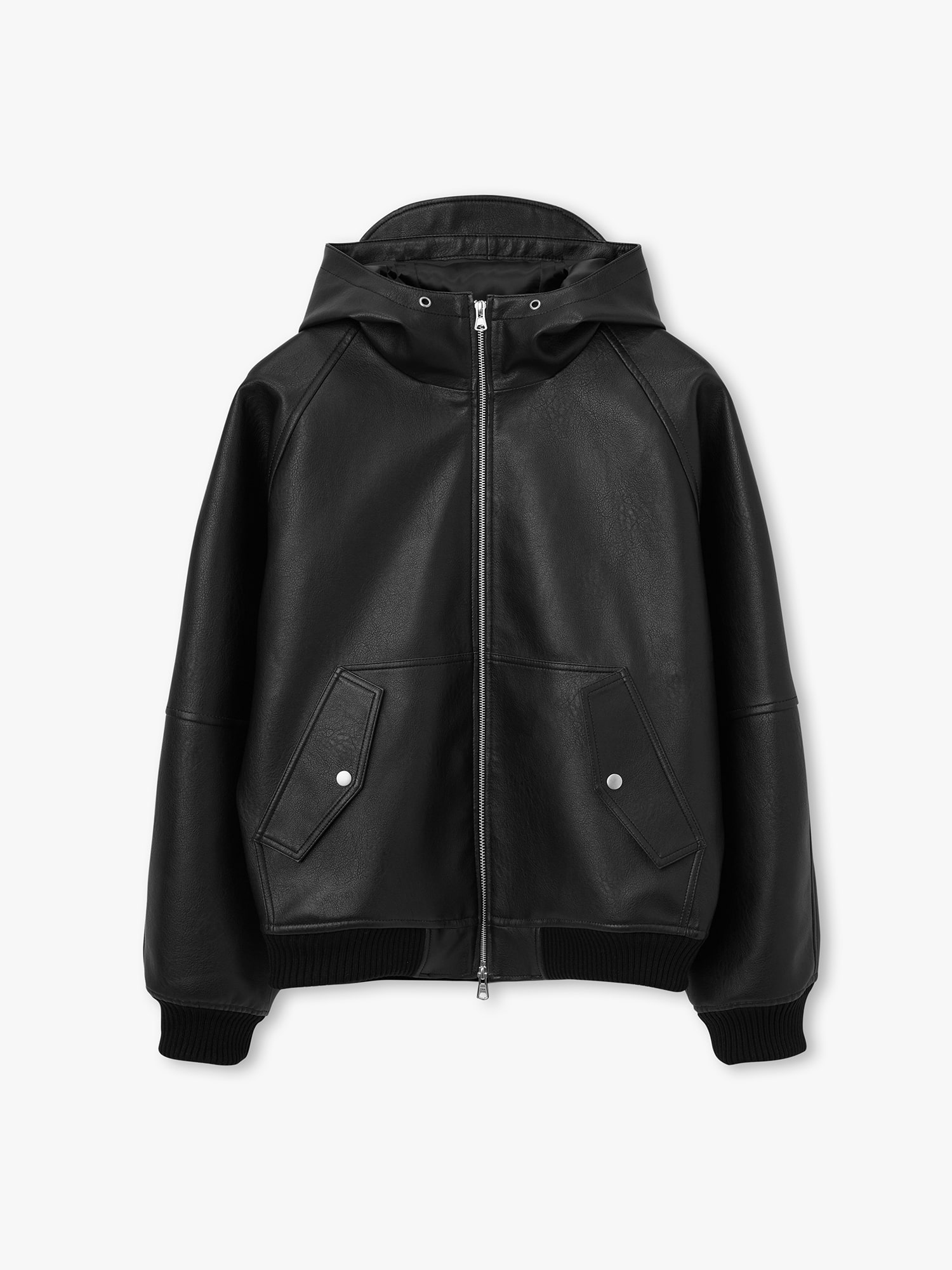 Modric Hoodie Leather Jacket (Black)